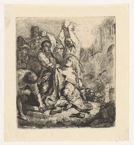 The stoning of St Stephen, Rembrandt van Rijn, 1850 - 1906 Canvas Print