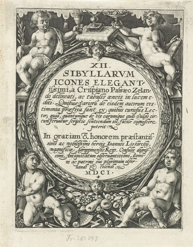 Title print for a series with the twelve sibills, Crispijn van de Passe (I), 1601 Canvas Print