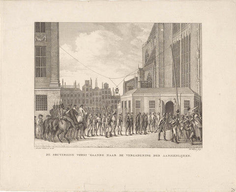 King William I on his way from the Royal Palace to the Nieuwe Kerk, Reinier Vinkeles (I), 1814 Canvas Print