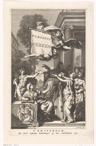 Title page for: P.C. Hooft, Werken, Amsterdam, 1671, Abraham Bloteling, 1671 Canvas Print