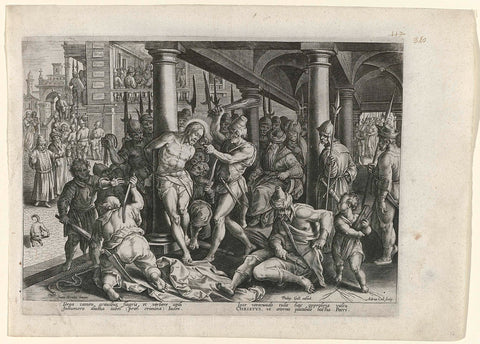 Flogging of Christ, Adriaen Collaert, 1585 - 1586 Canvas Print