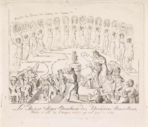 Cartoon on the deposition of foreigners came to Brussels for the celebration of the 450th anniversary of the Sacrament of Miracle, 1820, anonymous, 1820 Canvas Print