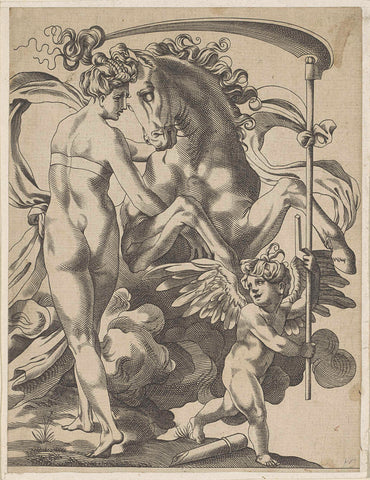 Saturn and the nymph Philyra, Pierre Milan, 1515 - 1598 Canvas Print