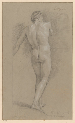 Standing male nude, seen on the back (2nd prize 1766), Marten Houtman, 1766 Canvas Print