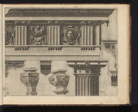 Dorisch mains and six consoles, Johannes or Lucas van Doetechum, 1565 Canvas Print