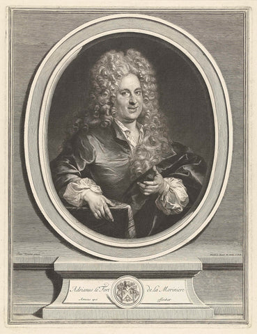 Portret van Adrien Lefort de la Morinière, Gerard Edelinck, 1666 - 1707 Canvas Print