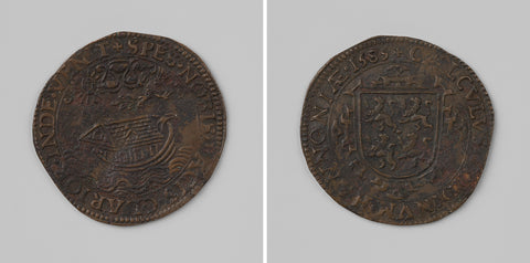 Hope for peace, calculation medal of the States of Hainaut, anonymous, 1585 Canvas Print