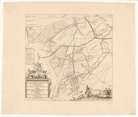 Map of the grietenij Achtkarspelen, Jan Luyken (attributed to), 1718 Canvas Print