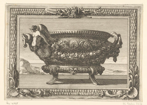 Basin with variant for the handle, Jean Lepautre, after 1666 - before 1682 Canvas Print