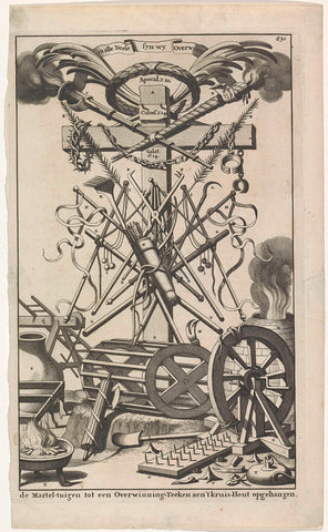 Instruments of torture hung on the cross, anonymous, 1690 Canvas Print