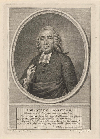 Portrait of Johannes Boskoop, Jacob Houbraken, 1771 Canvas Print