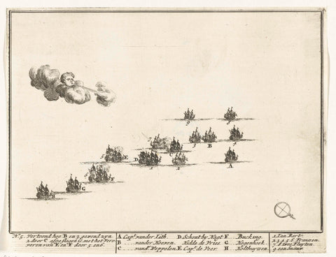 Naval battle between the Dutch and the French on the North Sea (plate 5), 1694, Adriaen Schoonebeek, 1694 Canvas Print