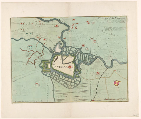 Fortress map of Saint-Venant, anonymous, 1710 - 1725 Canvas Print