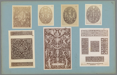 Seven photo reproductions of ornament prints, anonymous, c. 1875 - c. 1900 Canvas Print