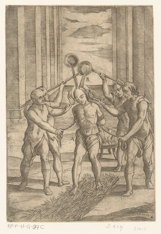 Torture: dousing with burning liquid and walking on burning wood, Antonio Tempesta, 1565 - 1630 Canvas Print