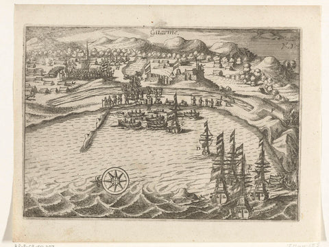 The ships in bay of Guarme, 1615, anonymous, 1646 Canvas Print