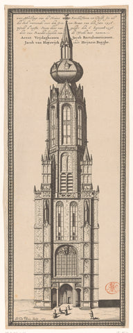 The tower of the Nieuwe Kerk in Delft, before the fire of 1536, Abraham de Blois, 1679 - 1680 Canvas Print