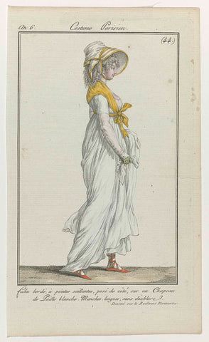 Journal des Dames et des Modes, Costume Parisien, 18 June 1798, Year 6, (44) : Fichu bordé, à pointes saillantes (...), anonymous, 1798 Canvas Print