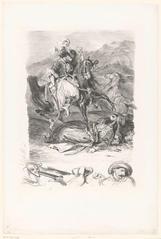 Combat between Giaour and Pasha, Eugène Delacroix, 1827 Canvas Print