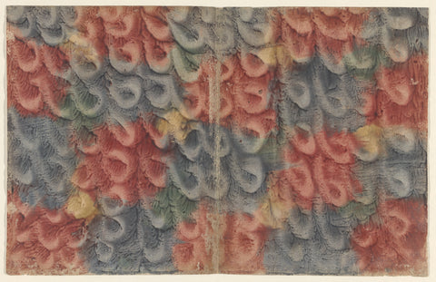 Starch paint paper in multiple colors with pressed spiral motif, anonymous, c. 1764 - c. 1804 Canvas Print