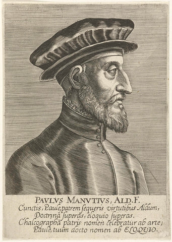 Portrait of Paolo Manuzio, Philips Galle, 1587 - 1606 Canvas Print