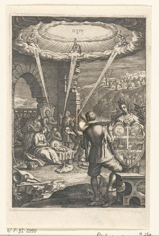 Emblem with man meditating on the birth of Christ, Boetius Adamsz. Bolswert, 1620 Canvas Print