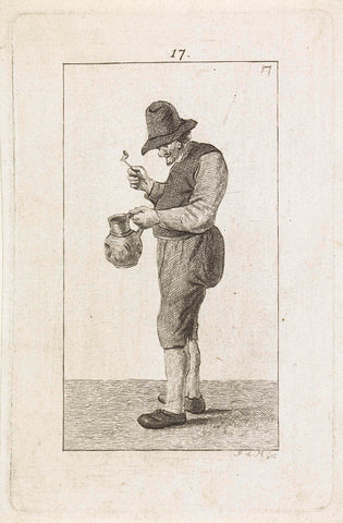 Man with jug and pipe, Pieter de Mare, 1777 - 1779 Canvas Print