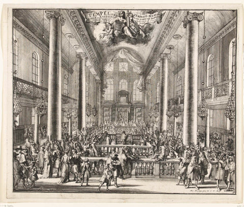 Interior of the Portuguese Synagogue in Amsterdam, c. 1695, Romeyn de Hooghe, c. 1695 Canvas Print