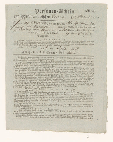 Document, anonymous, 1824 Canvas Print