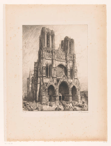 View of the Cathedral of Reims, Auguste Lepère, 1911 Canvas Print