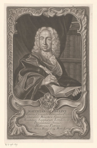 Portrait of Matej Bél, Johann Jacob Haid, 1714 - 1749 Canvas Print