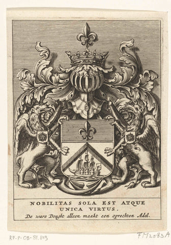 Coat of arms of Maarten Tromp, 1653, anonymous, 1653 - 1699 Canvas Print