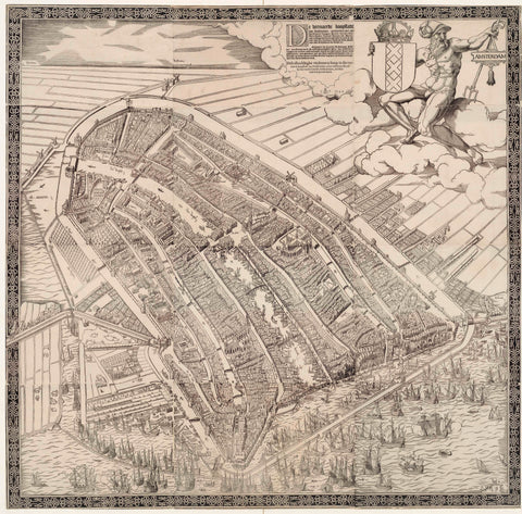 Map of Amsterdam, 1544, Cornelis Anthonisz., 1545 - 1553 Canvas Print