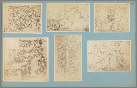 Six photo reproductions of ornamental drawings, anonymous, c. 1875 - c. 1900 Canvas Print