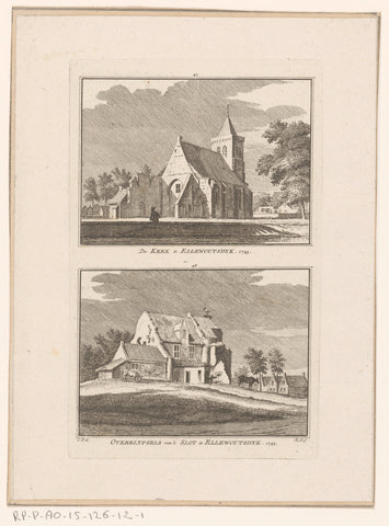 View of the church and view of the remains of the castle at Ellewoutsdijk, 1743, Hendrik Spilman, 1754 - 1792 Canvas Print