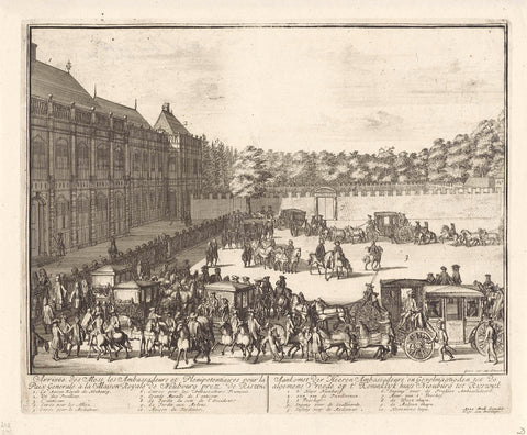 Arrival of the Ambassadors at the Royal Palace in Rijswijk, 1697, Adriaen Schoonebeek, 1697 Canvas Print