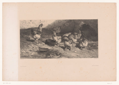 Eight chickens, Eugène Leroux, 1853 - 1854 Canvas Print