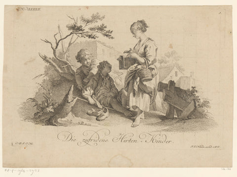 Shepherds and a Young Woman with a Bird, Johann Esaias Nilson, 1731 - 1788 Canvas Print