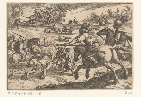 Hunt for ostriches, Antonio Tempesta, 1598 Canvas Print