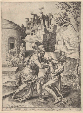 Fight between the ungrateful servant and a debtor, Dirck Volckertsz. Coornhert, 1554- 1612 Canvas Print