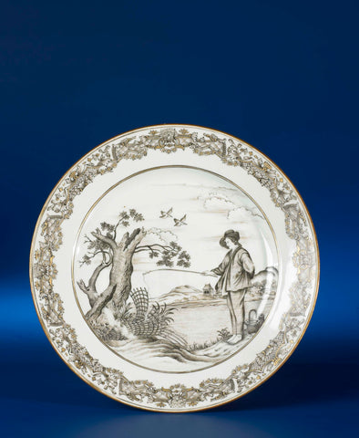 Plate with an image of The Young Fisherman, anonymous, c. 1740 - c. 1760 Canvas Print