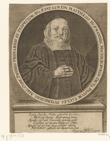 Portrait of Matthäus Hofmann, Christian Romstet, 1665 - 1721 Canvas Print