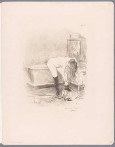 Woman undresses in the bathroom, Jean-Louis Forain, c. 1897 Canvas Print