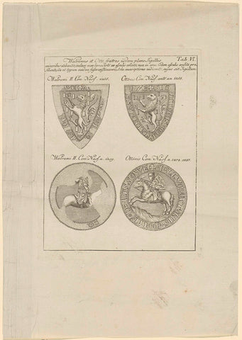 Seals of Walram II and Otto I, counts of Nassau, before and after the division of the county in 1255, anonymous, 1600 - 1699 Canvas Print