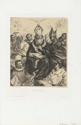 Basil the Great as a teacher among monks, Félix Bracquemond, 1859 Canvas Print