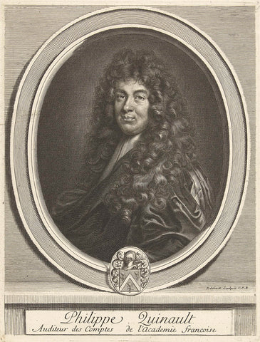 Portrait of Philippe Quinault, Gerard Edelinck, 1666-1707 Canvas Print