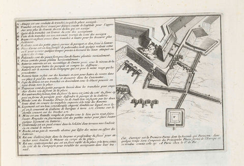 Eighth plate with text and trenches at a bastion, 1693, anonymous, 1693 Canvas Print