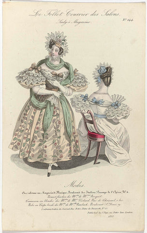 Le Follet Courrier des Salons, Lady's Magazine, 1833, No. 244: Bonnet fanchon (...), anonymous, 1833 Canvas Print