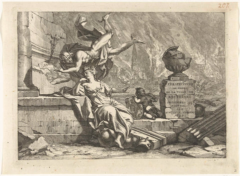 Mercury comforts the Brussels city maiden, Augustin Coppens, 1695 Canvas Print