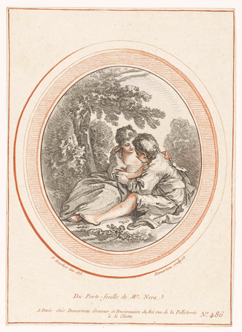 Two lovers, Gilles Demarteau, 1756 - 1776 Canvas Print